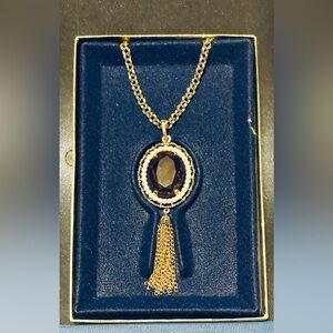 Vintage, Avon Faux Amethyst & Pearl, Elegant Necklace..in Original Box.